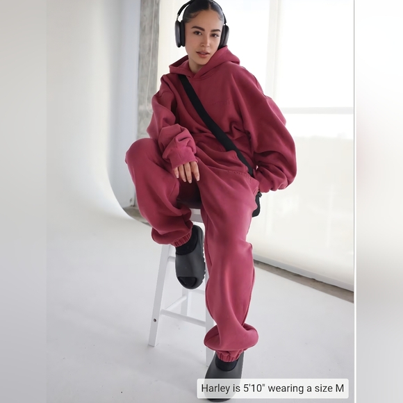 Comfrt Minimalist Hoodie Unisex In Berry Color - Picture 5 of 11